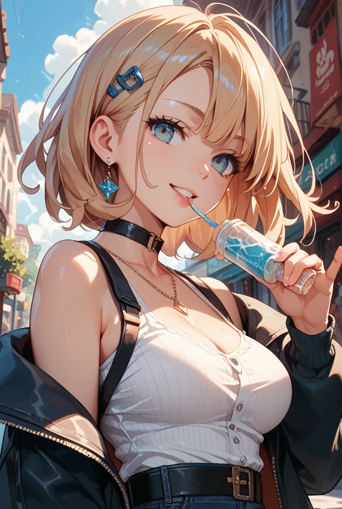 top-quality、超A high resolution、(Photorealsitic:1.4)、女の子1人、Woman without clothes、(huge-breasted:1.7)、looking at viewert、a closeup、full body Esbian、(masutepiece:1.2), (Best Quality:1.2), (Extremely detailed:1.2), (extra detailed face), (Photorealistic:1.2), (ultra-detailliert), (licking ,  in mouth, facials:1.3), Delicate eyes and face, Detailed eyes, (Yor, Bukkake, excessive cum in, cumdrip:1.2), (:1.0), (multiple penises, surrounded, too many:1.2), (hairy, Pubic hair:1.1), (Smile, Open mouth, :1.1), , (Striptease in the downtown area at night, Large crowds:1.3)、Ochaco_Uraraka, (facial, 1boy, ?????, handjob)