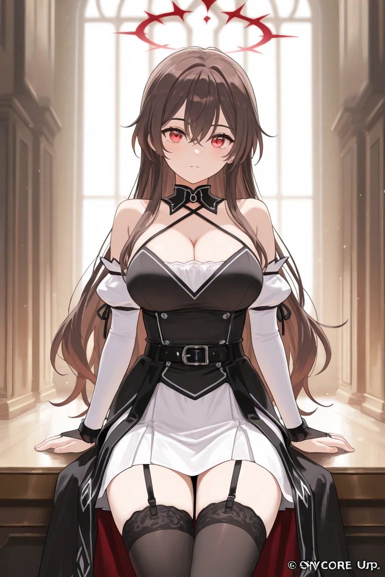 ((Beautiful Beautiful Girl)),(pink eyes), 1 and slender woman, degree々big , ((light brown beige hair)),((Medium long Hair)),In 8K, top quality, (highly detailed head: 1.0), (very detailed face: 1.0), (highly detailed hair: 1.0),((sheer black obscene whore costume)), Detailed official artwork, clean detailed anime art,((Doll joints)),((ruins))