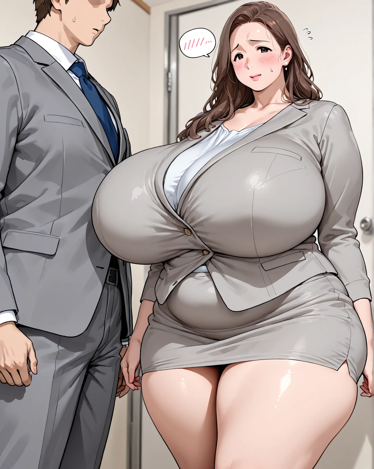 (masterpiece), (Highest quality), (((High resolution))), (Rebis style), (1old man, grabbing another's breast, grabbing from behind, groping, hetero:1.2), 1girl, (Kaoruko Sazaki), Brown Hair,Twin tails, (Highly detailed face),Erotic,((bimbo body)),Perfect Breasts,(huge breasts:1.5),sexy,(Perfect body line),Narrow waist, (Dark Skin), Costume change:(Taimanin Suit), (perfect full body).