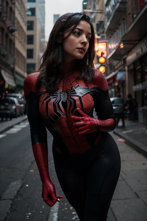 Eliza Dushku、マーベルコミックの映画Poster、so beautiful、Movies about Spider-Man、sexy、whole body、Wearing a skirt、Premiere Date、Poster、belly buttonを突き出す、new york、She's wearing a ripped Spiderman suit、The suit is torn、Wearing a skirt、Red and black color scheme、dynamic、masterpiece、Highest quality、Super detailed、Very detailed、Delicate and beautiful shine、Ultra-high resolution、Cinematic、break、breakドロップ、(Torn clothes:1.5)、(Wet clothes:1.4)、Bare shoulders、Real Rain、Wet Hair、belly button、Exposed Skin、sexyな肩を披露