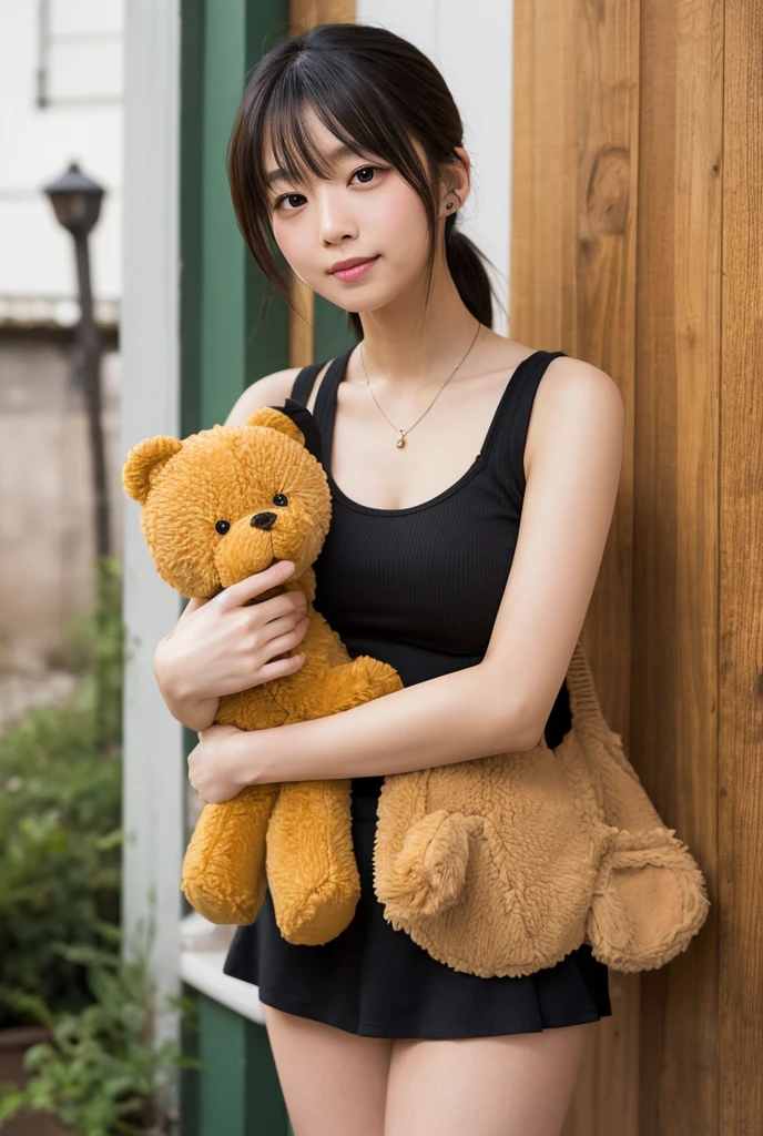 there is a woman holding a teddy bear on the beach, Kawaii realistic portrait, cute anime girl, visual anime of a cute girl, soft anime cg art, artwork in the style of guweiz, portrait of cute anime girl, Beautiful portrait, beautiful animated portrait, beautiful anime girl, cute anime girl portrait, 3d realistic anime style