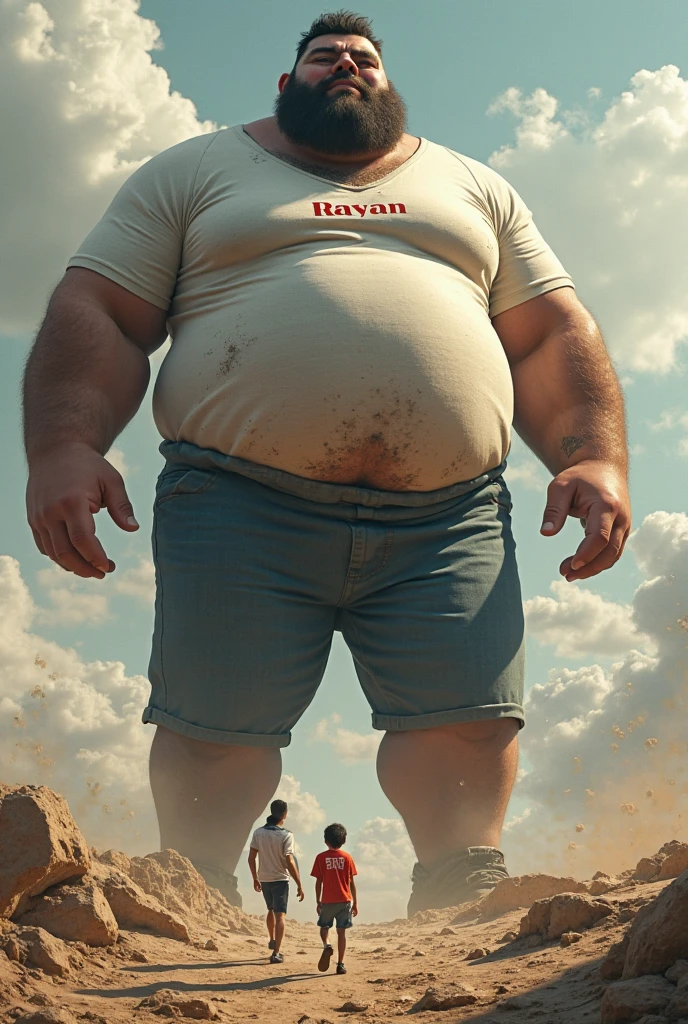 (photorealism:1.2) big and short man, crooked legs, his hair is curly, one blind eye, and his eyes are blurry and not protruding and not sunken either. The road is not normal, stocky, her skin is red, wide eyebrows, and his chest is broad, on the forehead it says "Kufr".