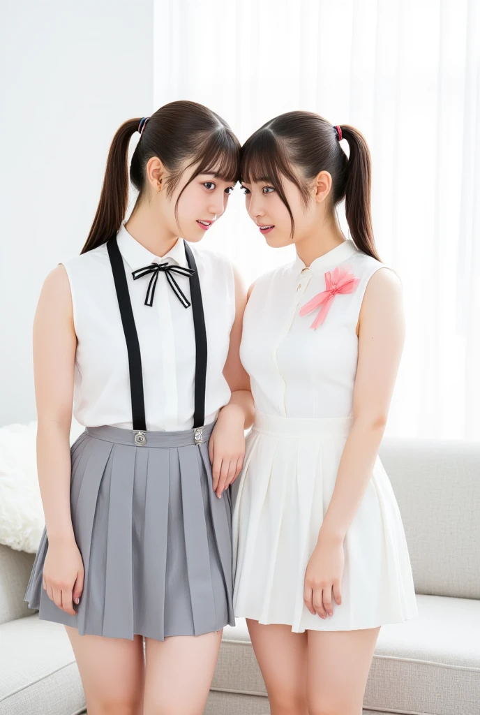 (masterpiece, best quality), perfect anatomy, perfect hands, two school girls are deeply in love with each other,