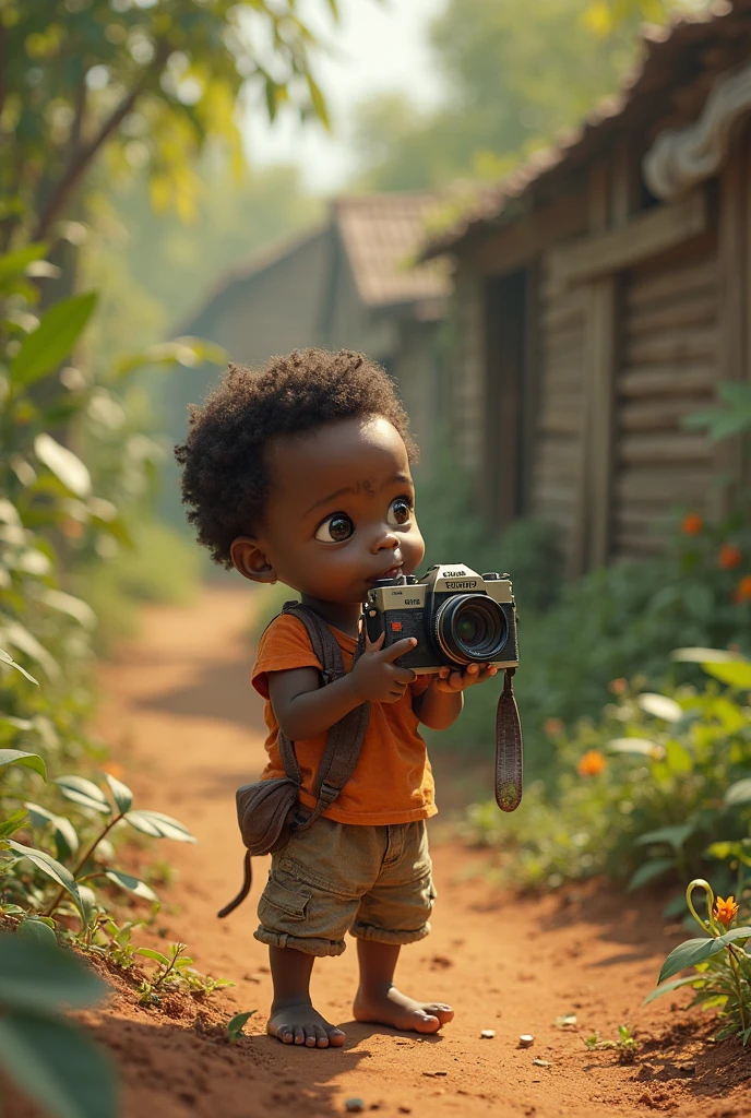 African tanzanian boy capturing photo