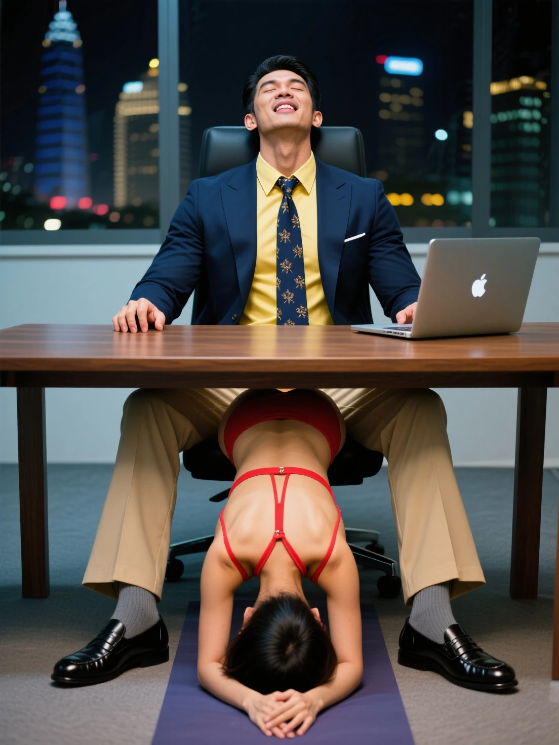 (((she is in a bikini)))、(((Having a conversation in the office with a male employee wearing a women's bikini)))、masterpiece、超High resolution、She is very cute and young like an idol...々Cute 18 year old business woman、Gentle and cute、A kind smile、Medium Bust、(Office with business desk in building)、whole body、RAW Photos、Genuine、High resolution、Live Action