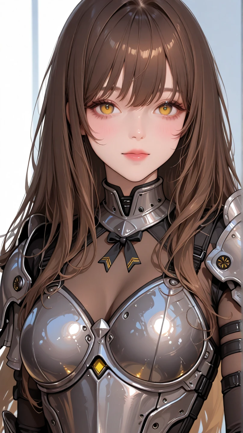 ((8K resolution))、((highest quality))、((masterpiece))、((Very detailed))((((dramatic))), (Anatomically correct)、The depth of the object to write、Looking at the camera、front、(woman、Mechanical bones格、Mechanical boneechanical Cervical Vertebra、Long and thin、lipstick、Spit sludge from the mouth、Bloody)、spooky、an  ominous、((theme、whole body:1.1)), SF、Cowgirl、Design、White Background