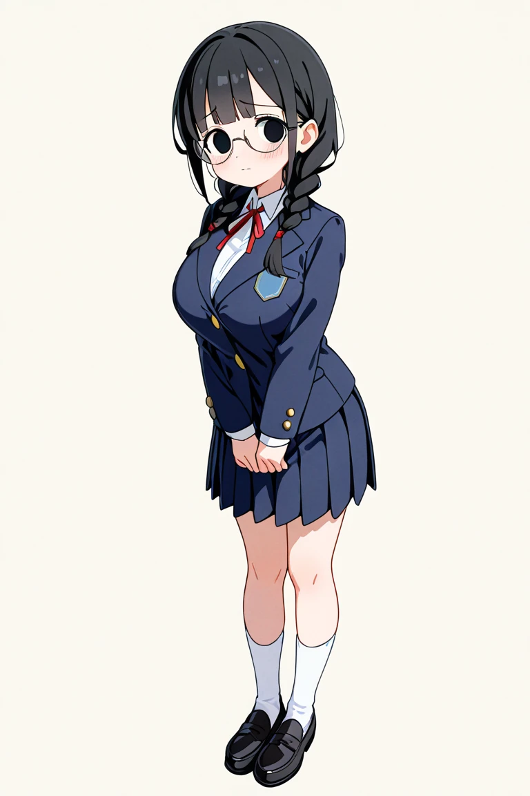 grey background 1girl black hair yellow eyes very long hair pale skin angry (bodybuilder huge breasts muscular toned body curvy wide hips thick thighs) (((school girl))) (((school girl))) (((school uniform))) (((school uniform)))