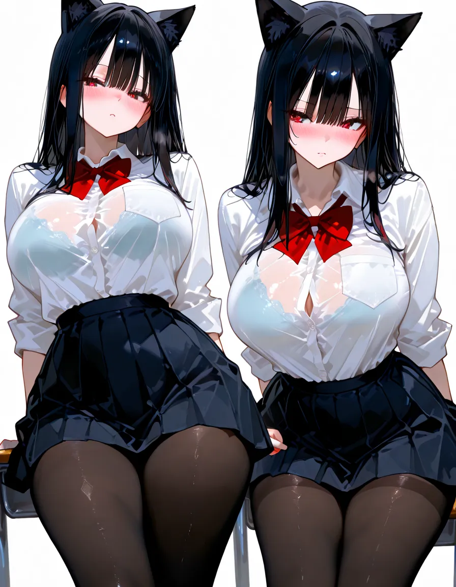 Taihou, estudant, beautiful girl, sexy pose, bluse eyes, hair bows, big ass and breasts