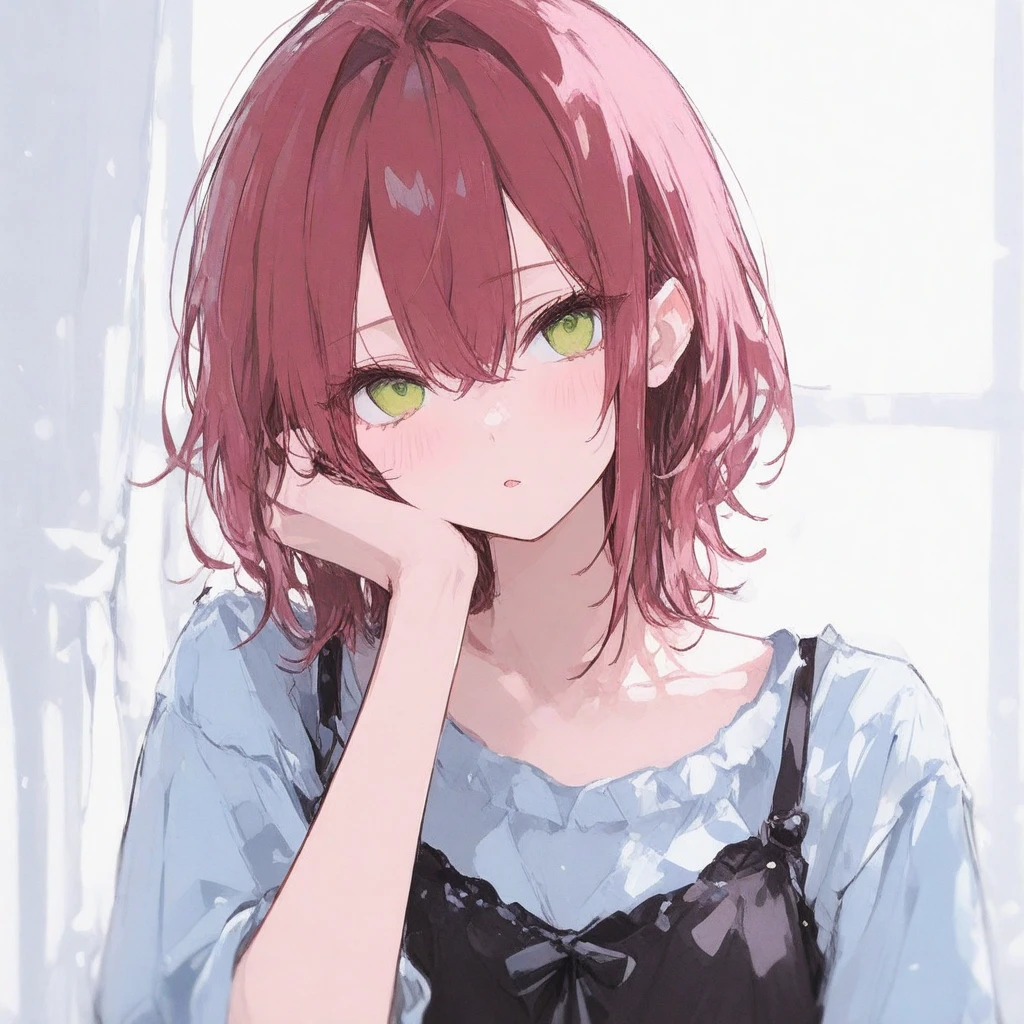 rubykurosawa, Ruby Kurosawa, Aqua Eye, Medium Hair, redhead, (Flat Chest:1.2),Off-the-shoulder sweater,bare clavicle,Bare neck,Exposing shoulders,Ray tracing of a pleated skirt, Global Illumination,Tie your hair in your mouth,head,1 girl, alone, Upper Body, Put your hands in your hair, Vanity,小さい椅子に座っている
break looking at viewer,
break indoors, Bedroom,
break (masterpiece:1.2), highest quality, High resolution, unity 8k wallpaper, (shape:0.8), (Fine and beautiful eyes:1.6), Highly detailed face, Perfect lighting, Highly detailed CG, (Perfect hands, Perfect Anatomy),