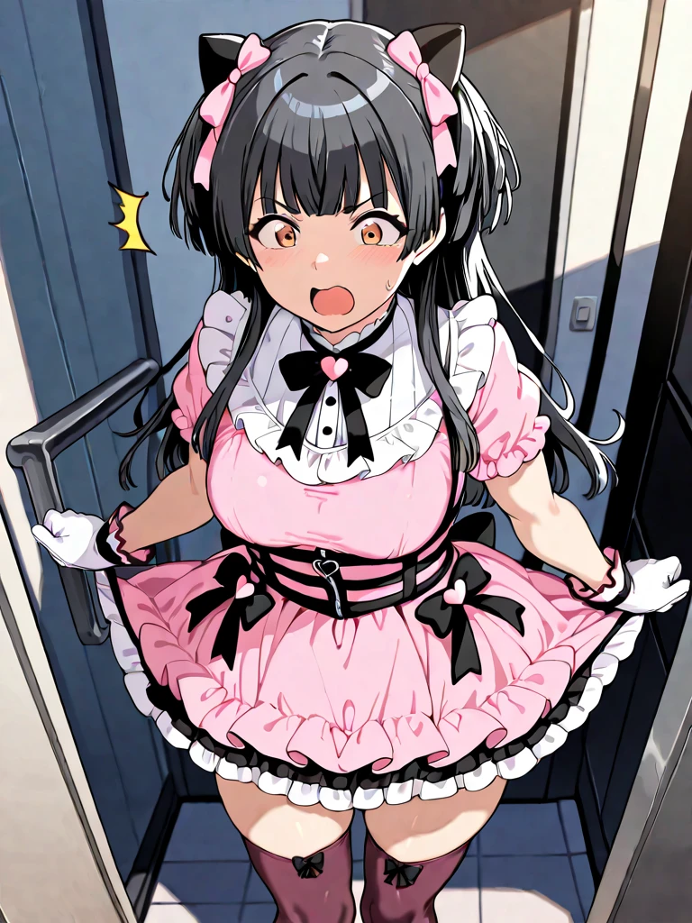 masterpiece, Highest quality, Nico_Yazawa,High resolution, 1 Girl, alone, Brown Hair, short hair, Twin tails、Purple eyes, , Pink Dress, (Cleavage)、(Beautiful thighs), Carrying a red backpack, (randoseru backpack:1.2) Sweaty、Thick thighs、Highest quality、4K、1girl, 8years old, , cute, grin, 、、on the train、Lots of spectators、Thick thighs、Crying face、Men holding their penises and surrounding girls、Semen from the penis、Bukkake、Bukkake、(Bukkake)projectile cum、Blowjob、Mesgaquismiles、Gym suit、