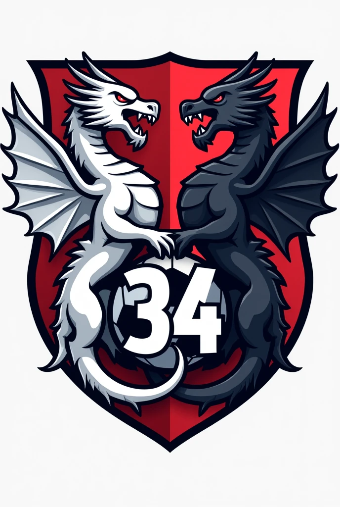 "Create a modern 4K football (soccer) crest in the shape of the Atlético Goianiense (Atlético-GO) shield, featuring the same red, black, and white color scheme. The shield should prominently display a black and red dragon at its center. Place the acronym 'DKS' above the dragon and the text 'Atlético-GO' below the dragon in bold, modern typography. The overall design should be sleek, with a contemporary aesthetic, making it suitable for a professional football team."