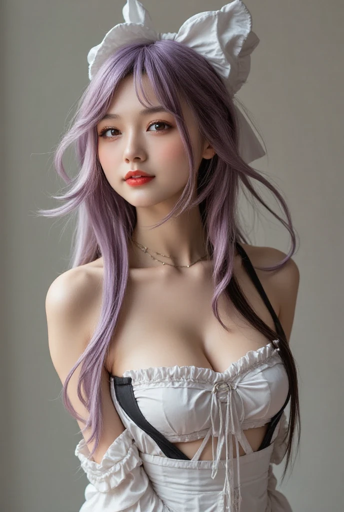 (masuter piece:1.3)、(8K、Photorealsitic、Raw photography、top-quality: 1.4)、(1girl in)、beautiful countenance、(Exposure)、(are visible)、(Ash-purple two-tone hair、short-hair:1.3)、(Busty Boobs)、Hoodie without front closure、((Sexy clothes))、Beanie、Wearing a knitted cute pom-pom hat、(Display hats on the screen)、realisticeyes、Beautiful details、（real looking skin）、Beautiful skins、absurderes、enticing、超A high resolution、A hyper-realistic、high-detail、the golden ratio
