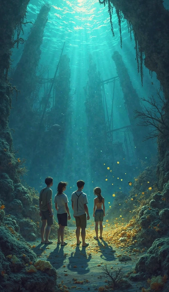 Image from a children's book (Lucas and his team prepare to go on a journey in search of treasure at the bottom of the sea