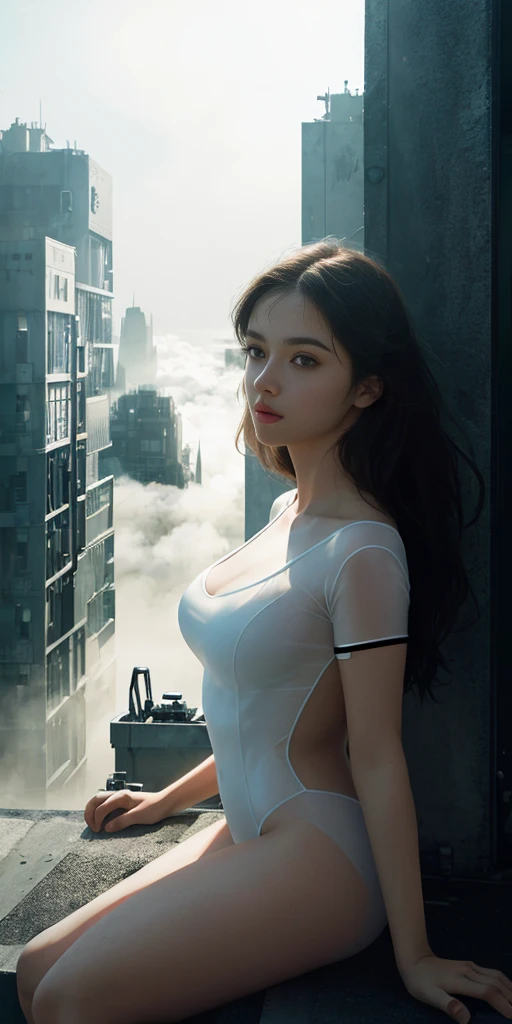 （1girl：1.3）， 独奏， （（（very vey very detailed face））），（（very detailed eyes and faces））），beatiful detailed eyes，Body parts__，offcial art，Unified 8k wallpaper，ultra-detailliert，Beautiful and beautiful，big breasts beautiful，tmasterpiece，best qualtiy，primitive，tmasterpiece，ultra fine photos，best qualtiy，超高分辨率，photorealistic realism，rays of sunshine，full-body portraits，stunningly beautiful，，dynamicposes，delicated face，vibrant eyes，（from the front side）， She wears no clothes with naked makeup，Convexity and concave to the figure，Proud heart，Very detailed city roof background， Roof，looking over city，详细的脸，detailed complex busy background，untidy，opulent，milkyW，highly detailedskin，Realistic details of skin，Visible pores，Clear focus，volume fog，8k uhd，digital SLR camera，high qulity，filmgrain，White skin of the，photo-realism，lomography，A huge metropolis of the dystopia of the future， semi transparent