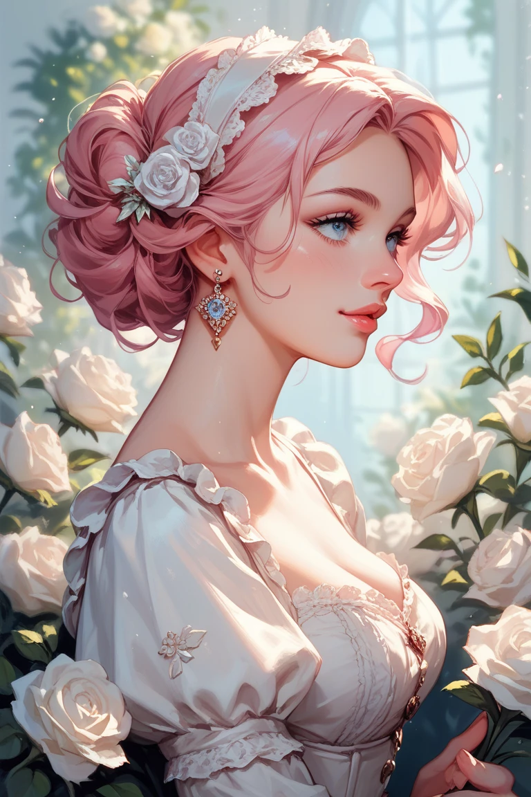 Aphrodite, pink roses, pearl
