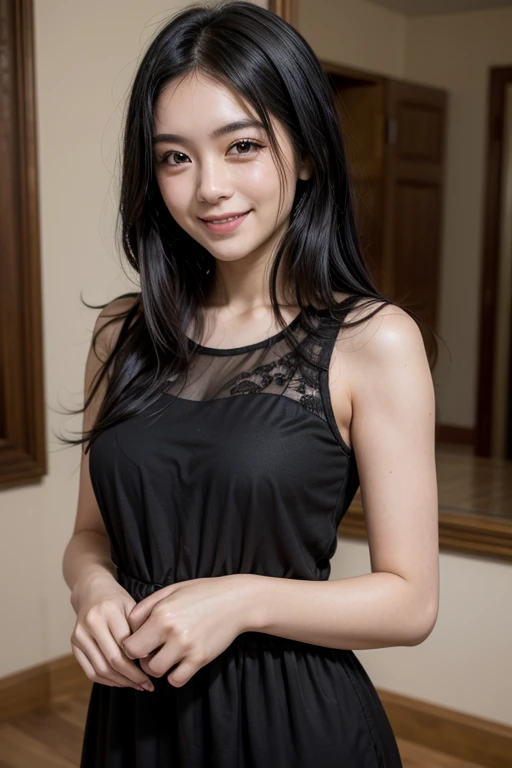 Unbelievably beautiful japanese girl, junior high school, (slim, tiny, small, plain), (have a vaginal sex , Please insert penis into your pussy:1.3), neat and clean face, baby face:1.1, emotional happy smile face, A kind smile, short hair, 15 years old, (Best Quality, 8K, master piece :1.3), (gleaming skin, Shiny hair:1.4), master piece, Best Quality, (Ultra-detailed), black camisole
