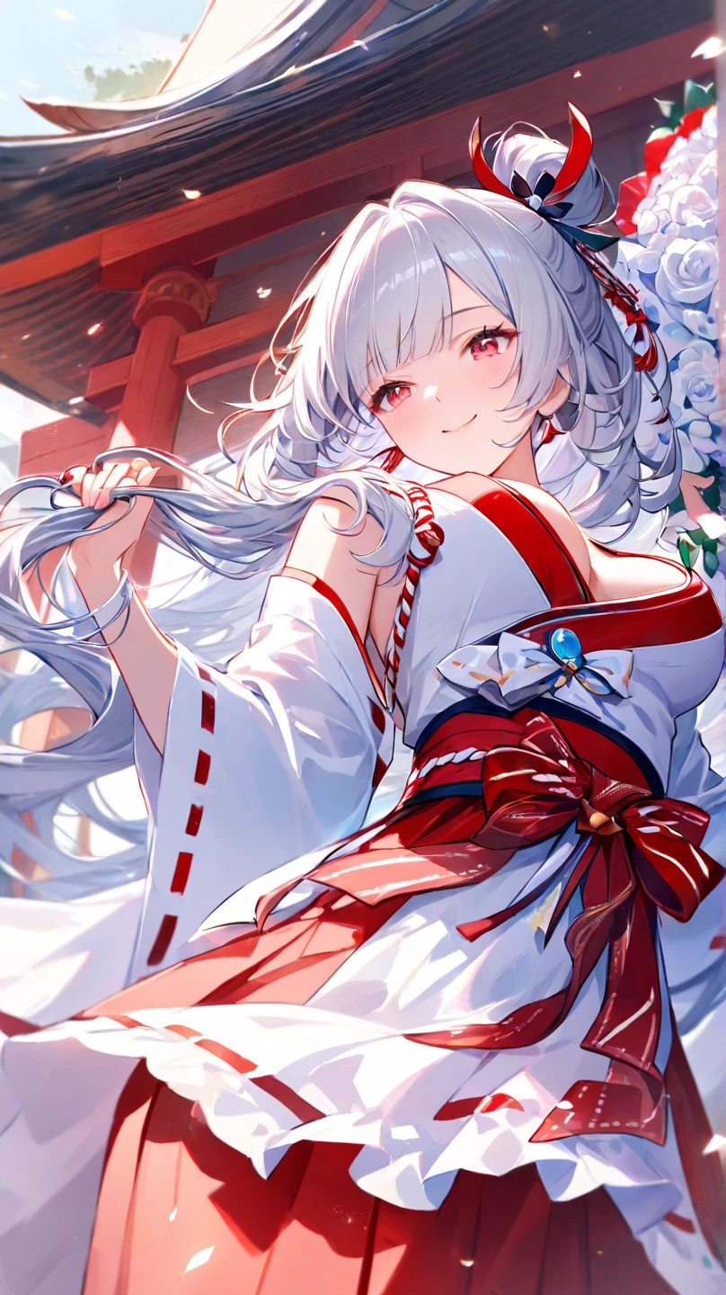 1girl in, hair bobbles, a 28 year old girl, Beautiful and Delicate Face, Stereograms, Exact ratio, Japan Person Model, fair white skin, Long legged, Best Quality, 8K, Super Detail, Authentic Skin, Skin Details, Beautiful eyes, Atmospheric perspective, MASTERPIECE, Full of embarrassment, anaglyph, solid circle eyes, ear blush, surrealism, drop shadow, Perfect Hands, Perfect Legs, Slimed, Japanese Girl, Beautiful Hair, smile, smiling eyes, LARGE BREASTS, BIG BREASTS, HUGE BREASTS, NSFW, Cum in Chest, Cloudy Liquid, Tits Fuck, Lying on Your Back, POV, Tits Out, Paizuri, Breast Squeezing