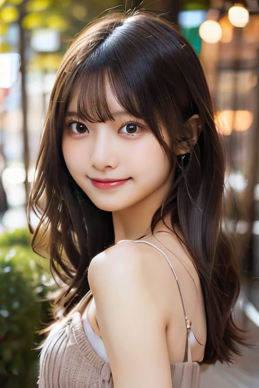 masutepiece, Best Quality, Illustration, Ultra-detailed, finely detail, hight resolution, 8K Wallpaper, Perfect dynamic composition, Beautiful detailed eyes, doress,Medium Hair, small tits, Natural Color Lip, Random and sexy poses,Smile,Osaka,20 years girl,Cute