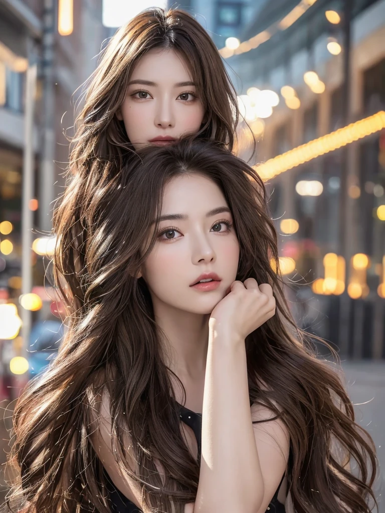 super high quality, Slender, Gravure photoshoot, The staff is working at the counter in the back., (8k、RAW Photos、highest quality、masterpiece:1.2), Japanese Idol, Sportswear, Stylish café, (Realistic、Photorealistic:1.37), Urban Cafe, Golden Ratio, Raw photo, Light Brown Hair, Earrings, Small breasts, Bright cafe interior, Beauty salon model, Spring Clothes, Famous actress, Beauty, necklace, Cafe Terrace, Open Cafe, A kind smile, Hair blowing in the wind, Neat clothes, 18-year-old, Cool older sister, Stylish clothes, 
