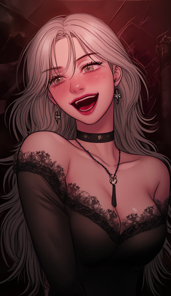 goth elsa vampire, visible fang