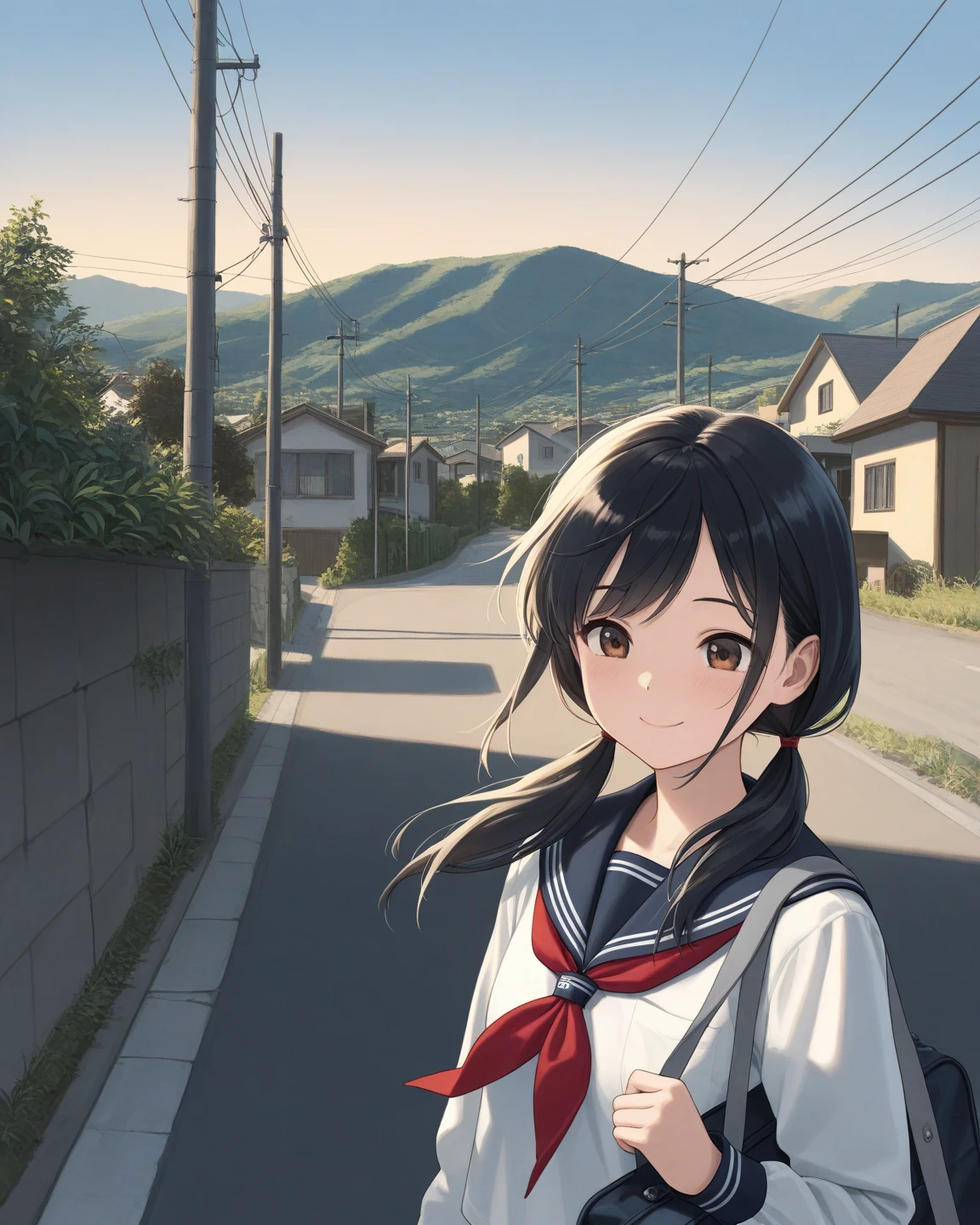 One Girl、12-year-old girl、Healthy girl、Strong sunlight、Summer sun、cumulonimbus、Blue sky、Japanese countryside、Rural Station、Old station building、誰もいない駅でOne Girlが電車を待っている、Standing on Home、Looking up at the sky、Looking into the distance、Smiling、Slender, small breast, Cleavage, Shoulder Bare、T-shirt and short andals、Straw hat、Long hair fluttering in the wind、Super cute、Clear skin、Sparkling Eyes