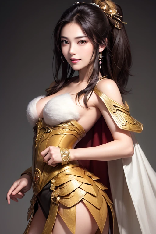 Professional , ​masterpiece、top-quality、photos realistic , depth of fields （Gemstone Silver Metal Body:1.９),(Matte Silver、Jewel Gold Weapon、（Gorgeous castle background）、（Jewel Metal Body:1.４),（Gorgeous Jewel Metal Weapons） , （Hold the hero's detailed sword） ,（ ）   ,warhammer 40k , adepta sororitas,Detail and ornate jewel crown、Brown hair、（Gangle's forest background）、１a person、dynamic ungle,(((Diamond tiara with detail and luxury)))、a small face、A smile、Powerful poses、（Gorgeous castle background）、huge filesize、20 year old beautiful woman、Stand in the center of the screen、Thin female fingers、Straight long hair、Beautiful Caucasian beauty、Mystical expression、Lightly open your mouth、,Luminescent particles,light scattering,Tindall Effect、cleavage of the breast、
