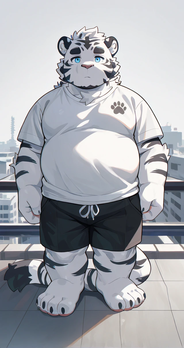 Tiger personification、high school student、uniform、A happy look、masterpiece、Highest quality、Detailed Background、Walking around the city