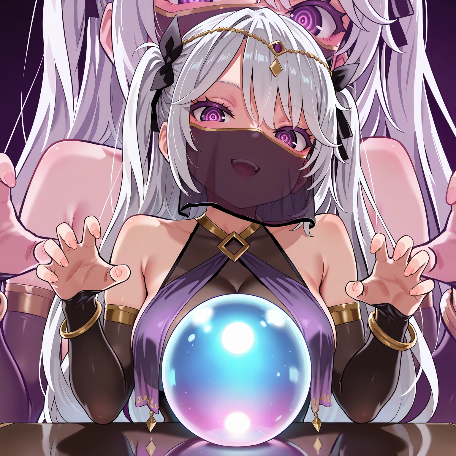 A charismatic woman [gunner: Bounty Hunter: 0.4] Standing in the middle of the San Francisco wilderness (Cube Style: 1) whole body, mask　　Embarrassed and blindfolded