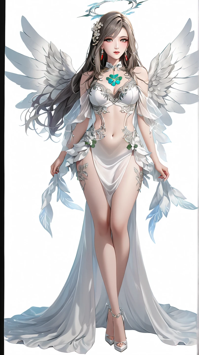 (Angel wings、😇、a smile、😌🥰Archaic Smile).hyper realstic、Ultra-realistic、Depiction of the human body without distortion、(((Totally  naked angel))),(( Showing breast))、Woman in the Arms、Near and far law、Three-dimensional、Contemporary painting、world masterpiece、collection、Homage to the art or artist work of Picasso and Renoir, Not sentimental、Excellent portrayal、Gentle expression、More detailed character faces, Serious competition、Compositions like paintings、(Konmutsuki_Gacha_Series 1, punk_rosette), Realistic、Delicate brushwork、aqua color flowers, (Full body, elegant flowers background)