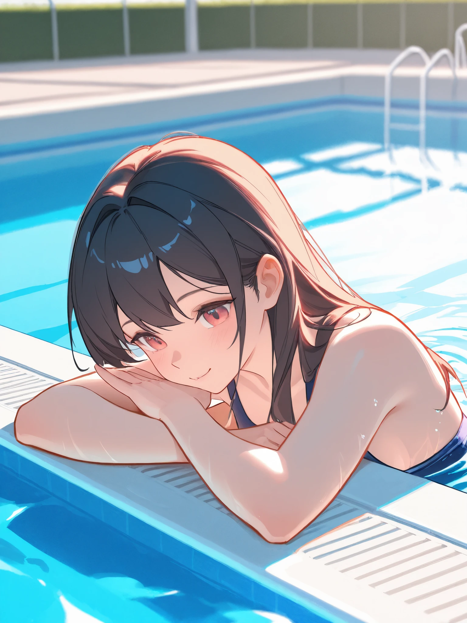 1 girl bathing on her back