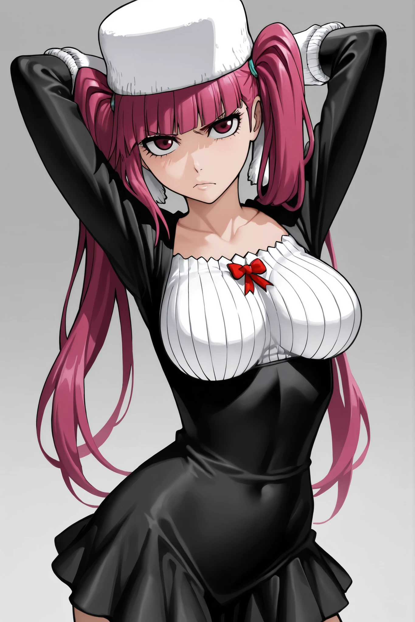 (masterpiece:1.2, best quality), 1girl, solo, milf, mature woman, sharp eyes, large breasts, sweater