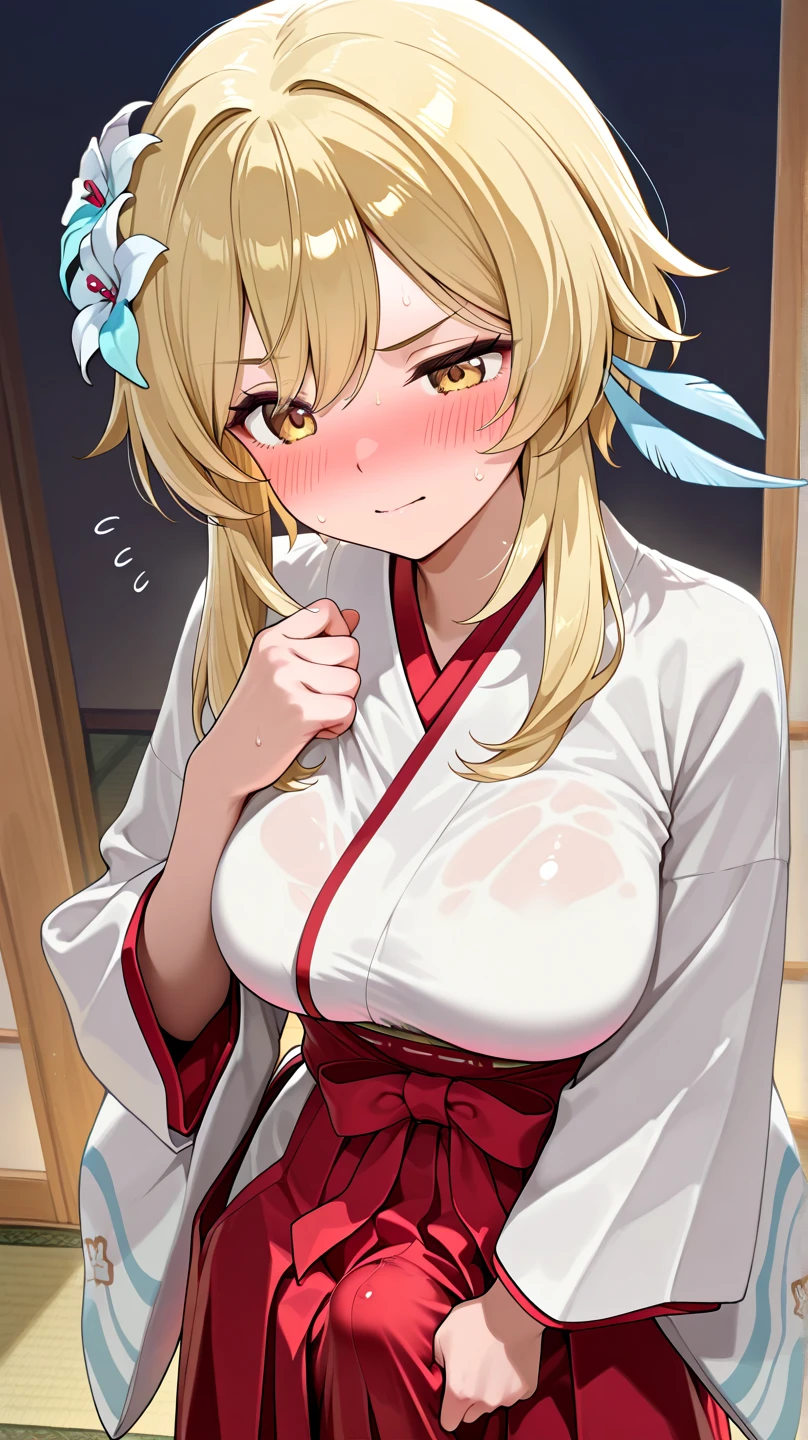 score_9, score_8_up, score_7_up, score_6_up, uncensored, angelica, blonde hair, braid, red eyes, BREAK (masterpiece:1.2), best quality, high resolution, (beautiful detailed eyes:1.3), perfect lighting, (perfect hands, perfect anatomy), large breasts, hearts, pleasured, kneeling, cum on face, facial, dark skinned male, horse cock, huge cock, cock in front of face, penis awe, shocked expression, gasping (cellulite:0.8), trembling, kimono, bare shoulder, handjob, 