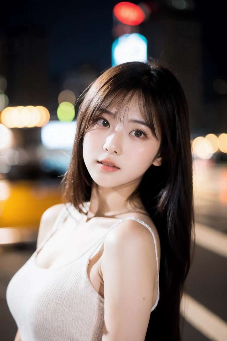 ((masterpiece: 1.3),8k, Realistic, RAW Photos, Highest quality: 1.4),whole body、 (One Girl), beautiful顔, (Realistic Face), (Brown long hair: 1.3), bangs, Perfect dynamic composition,(High quality with attention to detail, Realistic depiction of eyes:1.3)、(((Shinjuku Station、Neon city at night、See-through dress)))、 profile、21talent、beauty、Well-formed face、Make the eyes even、Banditium Build、Balanced ratio、beautiful足、Fresh face、beautiful景色、beautifulヘアスタイル, (bangs), (smile), smile, Realistic eyes, Gloss, highlight, highlight in the Eyes, eyelash, 目の中のbeautifulディテール, (Realistic Skin), Shooting from the air、beautiful肌, Transparency、(beautiful)、 smile, teeth, Confused, charm, 超High resolution, Ultra-realistic, High resolution, Golden Ratio, clear eyes, Wet, Looking into the camera, ear, Shine, Long neck, double eyelid, Thin eyebrows、Big eyes, cheek, kind character, charm personality, kind, 圧倒的なcharm, bright personality