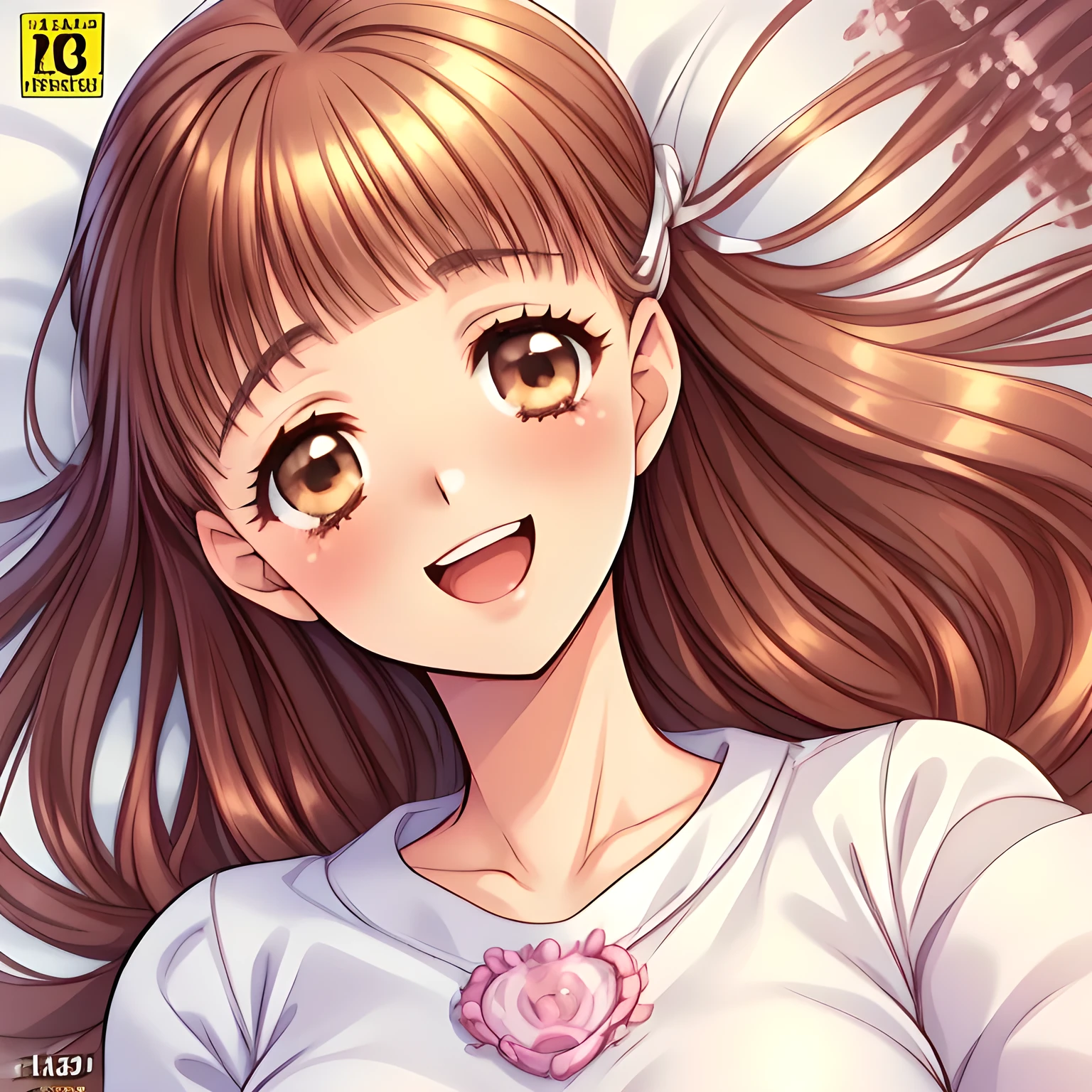 (highest quality, masterpiece:1.2), highest quality, High resolution, 1080p, 8K, Height: 160cm, (Noble lady, noble high-quality colorful cover of lady's comic, amazingly neat & clean, in peace and neat lovely strong charm, tilted head: 1.8), (Too beautiful fascinating shiny (brown eyes) with love, with detailed clearly (like girlish comics beautiful lovely heroine): 1.5), (She is looking at a viewer, challenging to hypnotize deeply by every means, to drag the viewer into her world and enjoy melting the viewer's body by her body sweetly and deeply: 1.8), (amazingly clean and neat school uniform: 1.0), (love is overflowing to the real world in which the viewer is drown inevitably: 1.5), (The viewer become crazy for her quickly: 1.5), (laughter in bliss: 1.6)