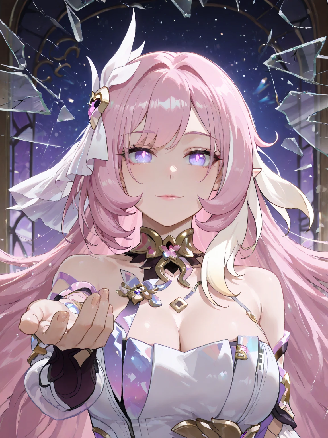 (Best Quality:1.3),4K,8K,8K Portrait,16 K,(masutepiece:1.2),1girl in,Solo,(maximalism:1.5),opal,ultra-detailliert,absurderes,(very detailed beautiful face and eyes:1.3),
(Highly detailed beautiful hair:1.3),delicate composition,(full-length figure:1.5),
Super cute girl,(long curly Hair:1.4), light Pink eyes,light blue eyes, light purple eyes,(white blonde hair:1.5),(Pink hair:1.4),(Light blue hair:1.4),(,(Jewelry Hair Ornaments:1.3),
(jewelry eyes:1.3),(Eyelashes:1.2),(symbol in eyes:1.3),(hight resolution, Twinkle,Glitter,Lens Flare,light Particle,Shining:1.3),(Cute:1.5),(clear face:1.5),(closer to viewer:1.5)