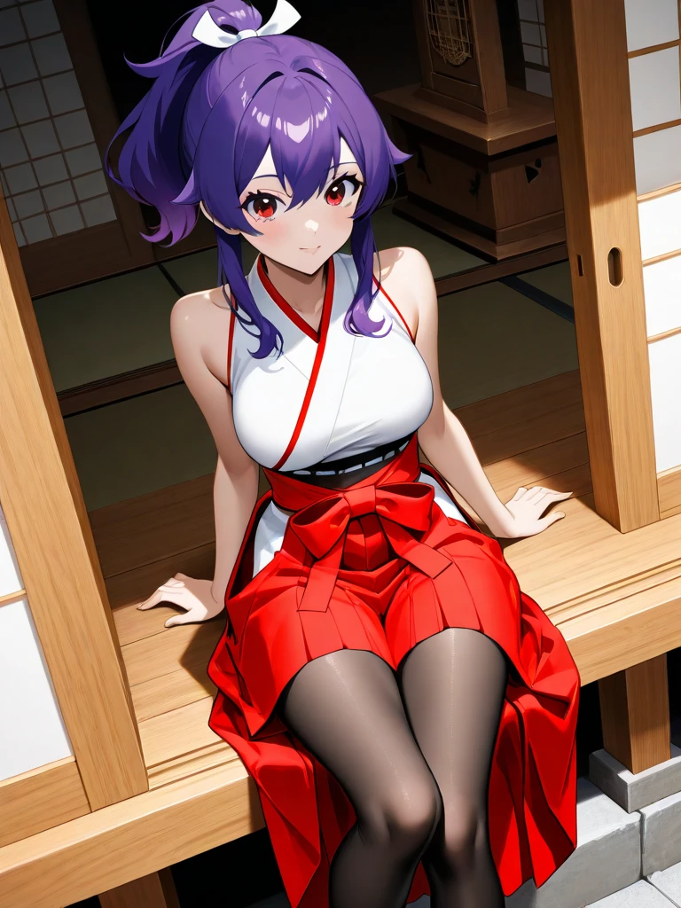 Masterpiece,best quality,povNishikino maki, Purple eyes, samurai clothes, gloves, earrings,sexy, Japanese room, wariza, sitting, cleavage, begging 