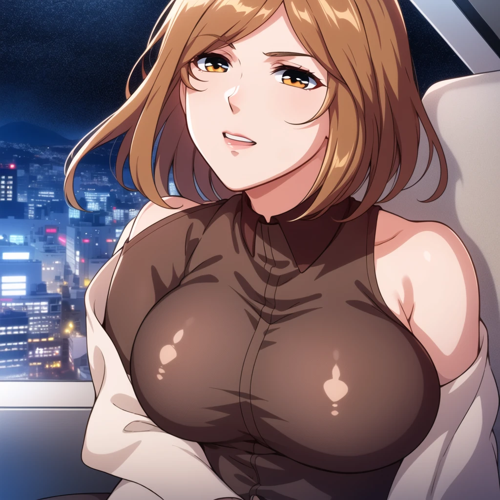 (nsfm:1.1),blonde medium hair,wavy hair,detailed and fine skin,smooth realistic anime,look up at viewer,(tanned skin),gyaru,opened coat,,blushed and suffering,public indecency,(white breast milk dripping:1.1),brown nipples,saggy breasts,(pubic hair:1.3),(brown coat),trench long coat,28 years old,bending forward,squatting and spreading legs,at night,at downtown,(curvy body),,seductive mature face,earring,string-only purple thong,sweaty,