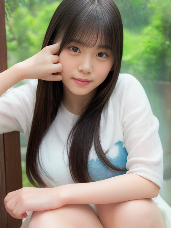 a lot of details, (underweight), 30 years old, detailed black hair, beautiful detailed hair, super fucking beautiful, complex details beautiful and delicate eyes, perfect hands, (flat chest best quality:1.5), perfect and delicate limbs, detailed skin, best quality, ultra-detailed,(cheerful grin:1.3),
river, a cat, delightful, sitting, cross-legged, looking to the side, long hair tied back, (green shorts), (white long-sleeved t-shirt), Japanese, with a chair, surrounded by stars, bonfire, (at midnight:1.1), wide shot, ground-level shot, wide shot, moonlight, wide-angle lens