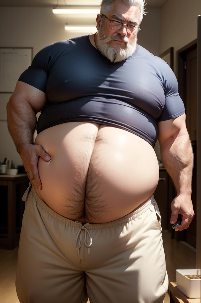 Obese man ass. Thong. Hairy. Beard. Big ass