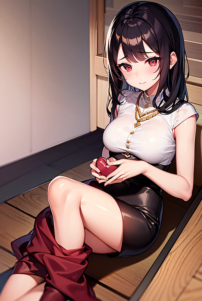 masuter piece、top-quality、Highest Standards、Top image qualityshizuka,masutepiece、intricate detailes、High resolution、Depth Field、natural soft light、profetional lighting、Great smile、cheeks are reddened、(High Detail Skin: 1.2)、photorealistic anime girl render、Strong highlights of the eyes、Very large breasts、Perfect Anatomy、crotch open、blushing、Shy、Lying down、Panties are visible、Skirt flipping、((Torn and tattered damaged))、Body shiny with oilerectile nipple))、8K resolution、intricate clothing、Intricate details、Panties visible through the skirt、Panties in full view、short bob cute, Fine、(The best illustrations)、8k UHD resolution、intricate-detail、top-quality、realisitic、ultra-detaillier、(red eyes glowing:1.6)、masterpiece、beautiful countenance、Tindall Effect、photos realistic、(High Detail Skins:1.2)、8KUHD、Digital SLR、hightquality、a picture、hight resolution、 absurderes、Ponytail distortion、best ratio four finger and one thumb、1 girl、hair adornments、Red sparkling gemstone necklace、jewely、Beautiful expression、Body Up、Large breasts emphasis、Toned waist、Wide buttocks、Tindall Effect、Photorealsitic、(High Detail Skins:1.2)、