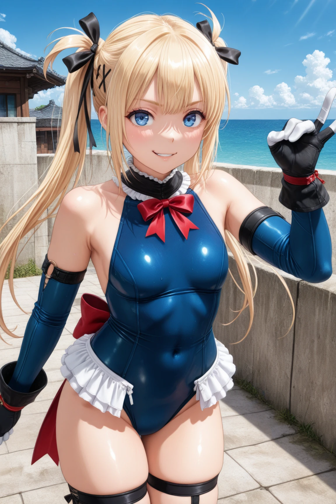 ZaraKC,blonde hair,(disdain:1.5),(disgust:1.5),blush,standing, right hand on chest,((masterpiece)),((best quality)),((high resolution)), ((ultra-detailed)),old style school swimsuit, one-piece swimsuit, navy blue school swimsuit, landless swimsuit, 1girl, Solo,from below,((from front)),((concrete background)),((caged)),prison,basement,perfect anatomy,