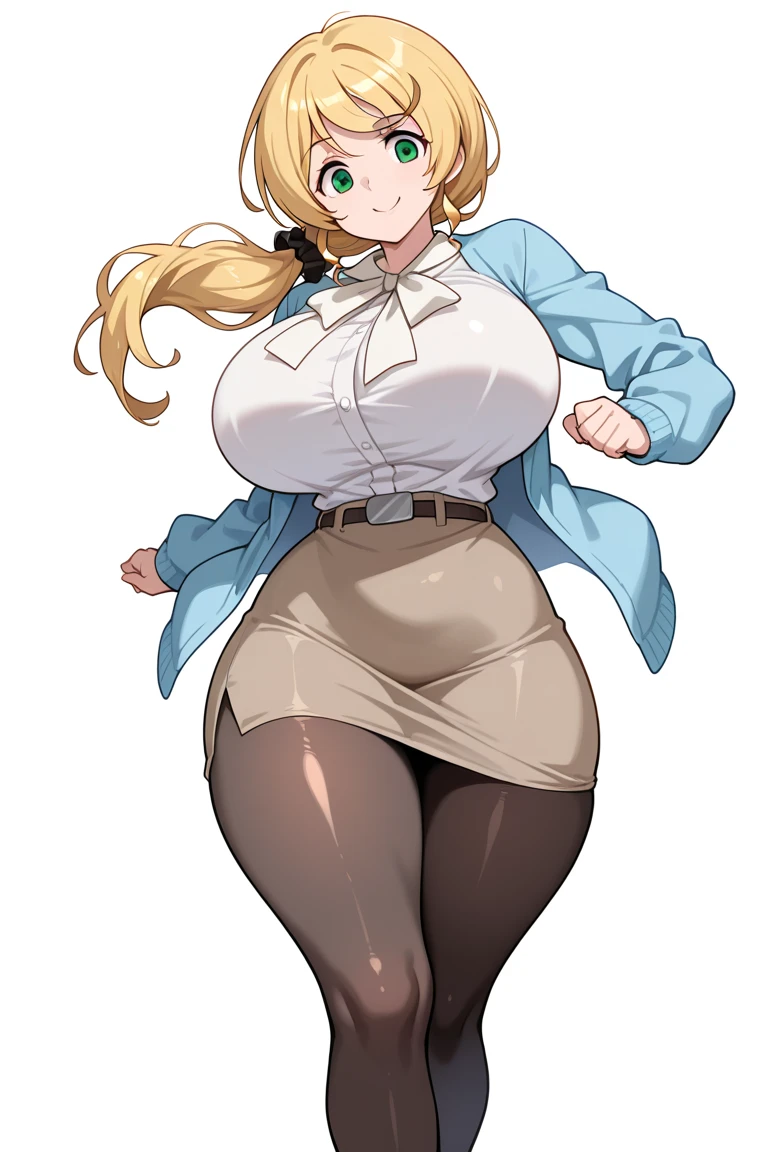 One girl, simple white background, smile, (teacher:1.4), Open your mouth,
Ellen_baker, Green Eyes, Blonde, Long Hair, Hair Scrunchie, Jacket, White shirt, Skirt best quality, masterpiece, High resolution, large breasts, milf, Shiny, oily skin, Mature mother, Calf, Seductive mature woman, Perfect body, narrow waist, (thick thighs, voluptuous thighs), full body, pumps,