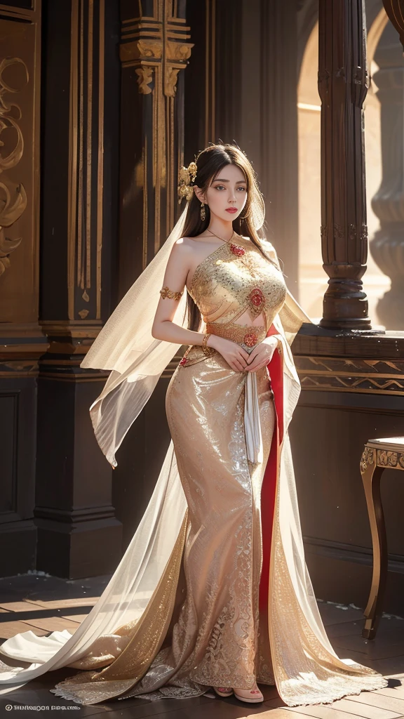 masterpiece,a realistic beautiful woman wearing kebaya,borobudur temple