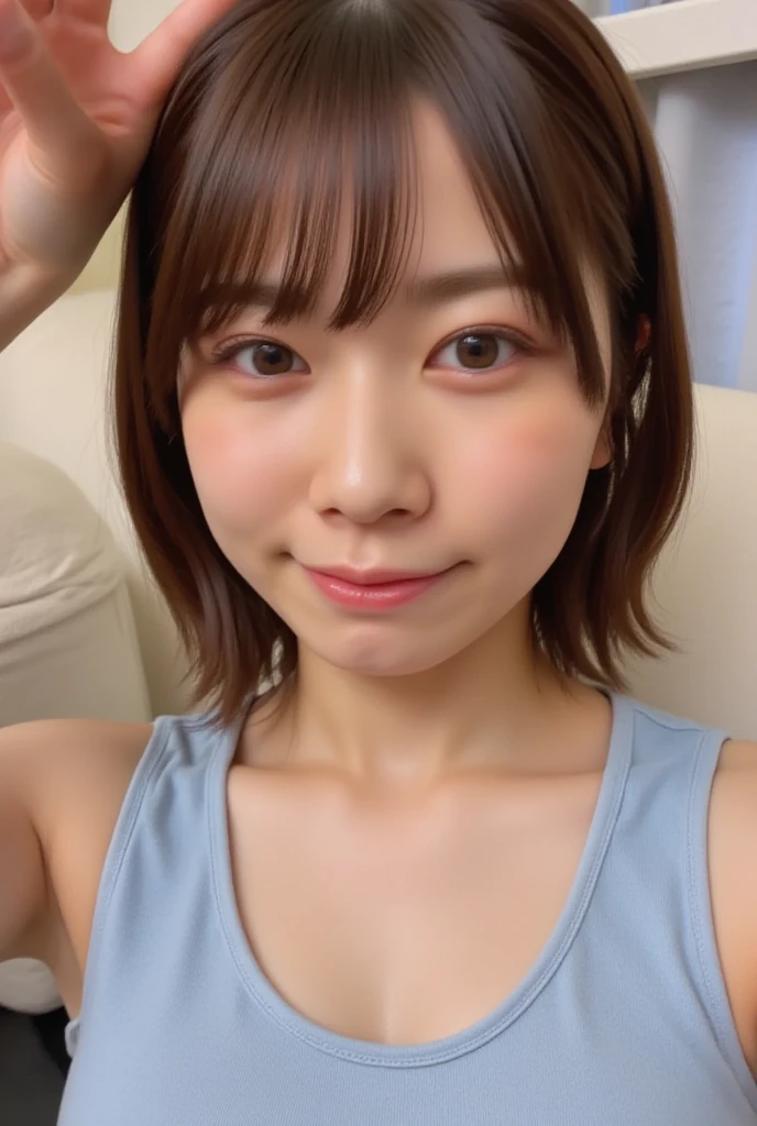 ((highest quality)), ((masterpiece)), (detailed), Perfect Face,Japanese Mature、Apartment Wife、I can't even describe it as cute.、Big Breasts、Brown hair dye、Clothing、47 years old、With dog