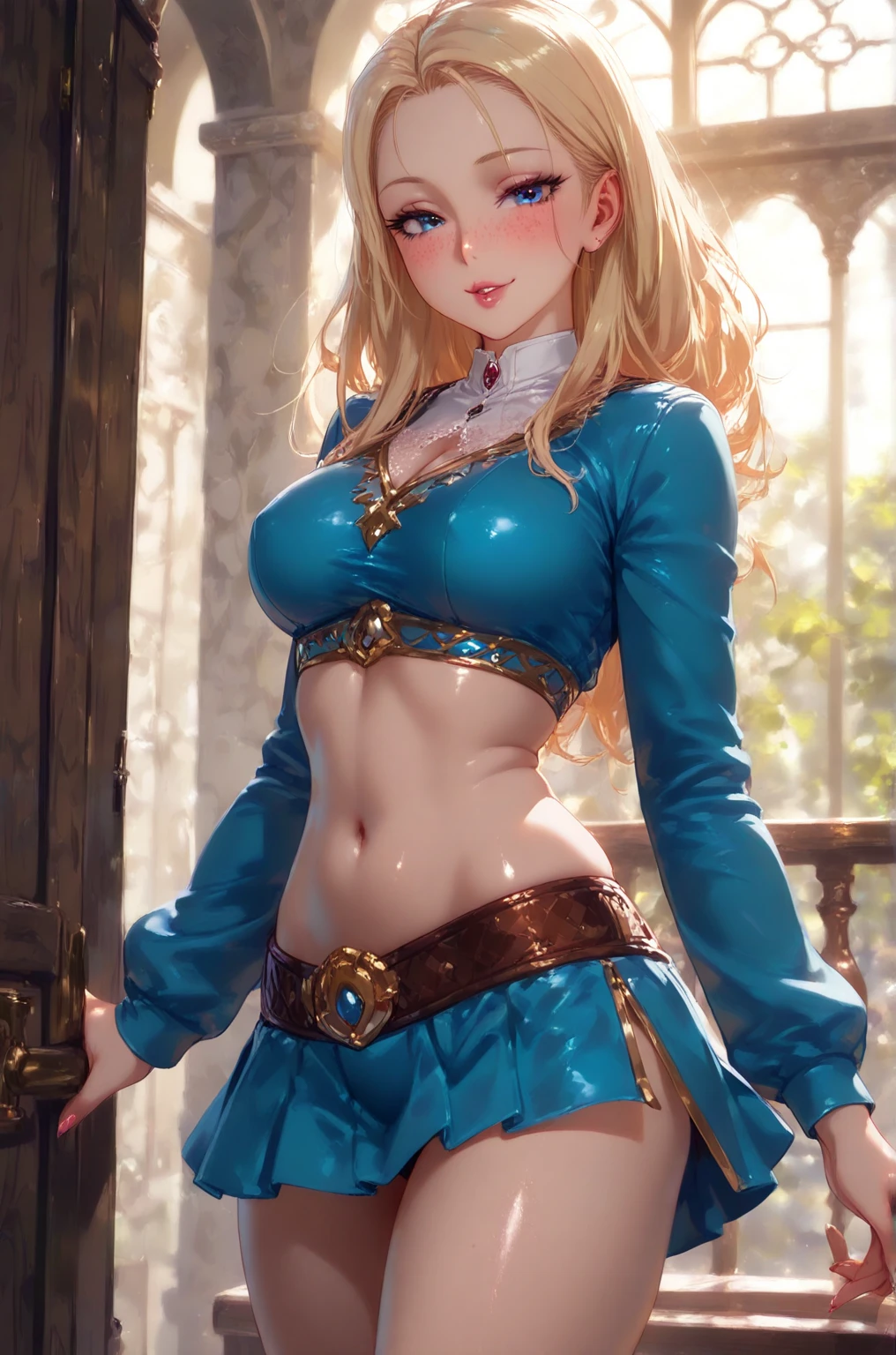 The Legend of Zelda, Zelda all grow up and wild as can be in her micro miniskirt her shaved cameltoe is visible with a tight underbood shirt holding her firm round breasts breathtaking low angle visuals