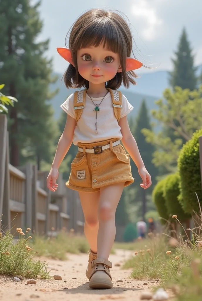 There are posters of cartoon characters, Female Explorer Mini Cute Girl, walking in a wilderness, Jungle in the city, Animation-style rendering, Cute 3D rendering, small character. Unreal Engine 5, Stylized anime, Cute and detailed digital art, Atei Gailan 8K, Stylized 3D rendering, Adventure surreal rendering, Anime style 3D, 3D rendering style、Highest quality、quality、16k、Sensual smile、Shorts、Cami、
