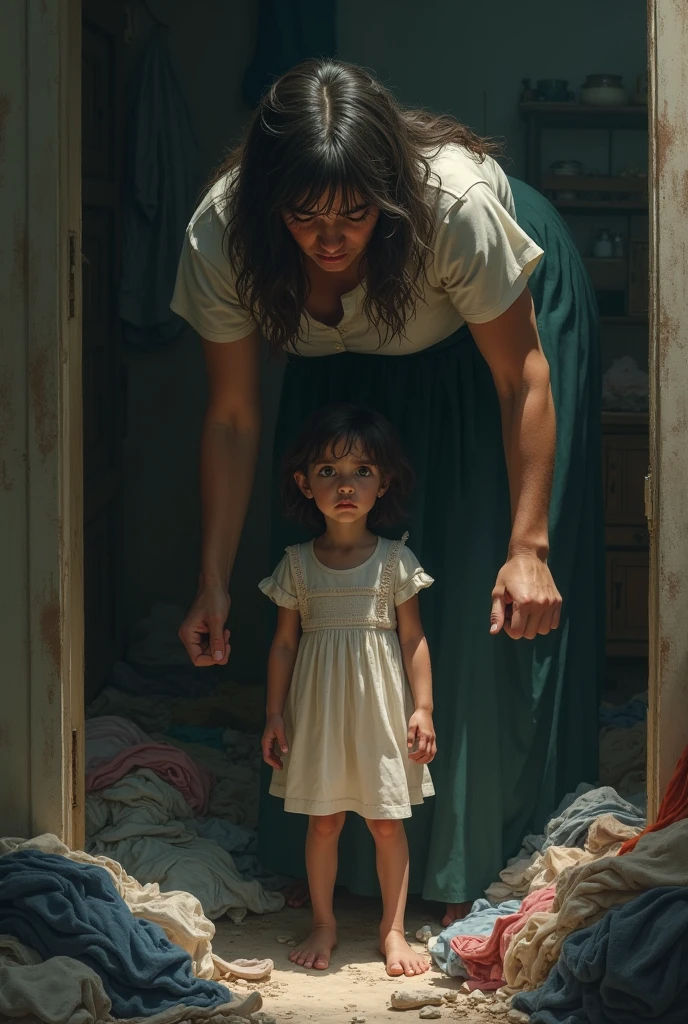 Creates an image of a child repeating patterns learned from a parent, the father is violent, the son replicates it and a daughter repeating her mother&#39;s submissive patterns. The mother does not defend herself from the screams. He falls silent. Cycles of psychopathic emotional abuse. Breaking learned patterns. 
