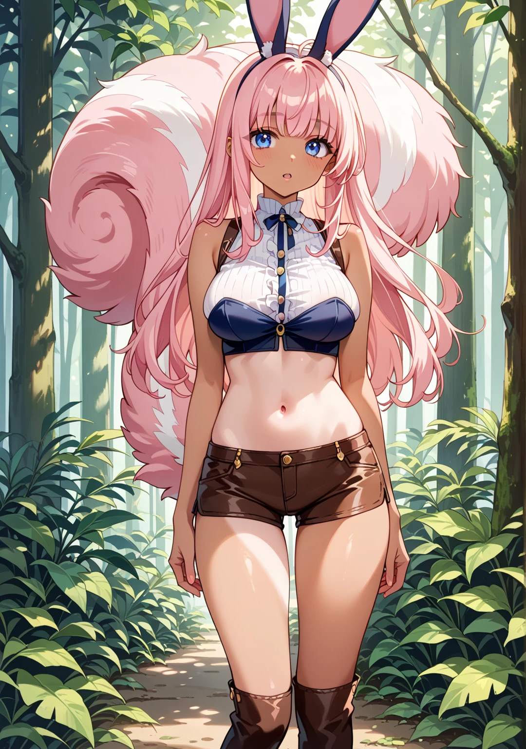 (masterpiece, best quality:1.2), cowboy shot, (solo), (1girl):1.5, glasses, long fluffy pink hair, hair blowing, gorgeous body, wide hips, slight smile, (sexy tranparent swimswit), navel exposed, belly, gorgeous mid breasts, pink breasts niples, (cameltoe), wet body and clothes
