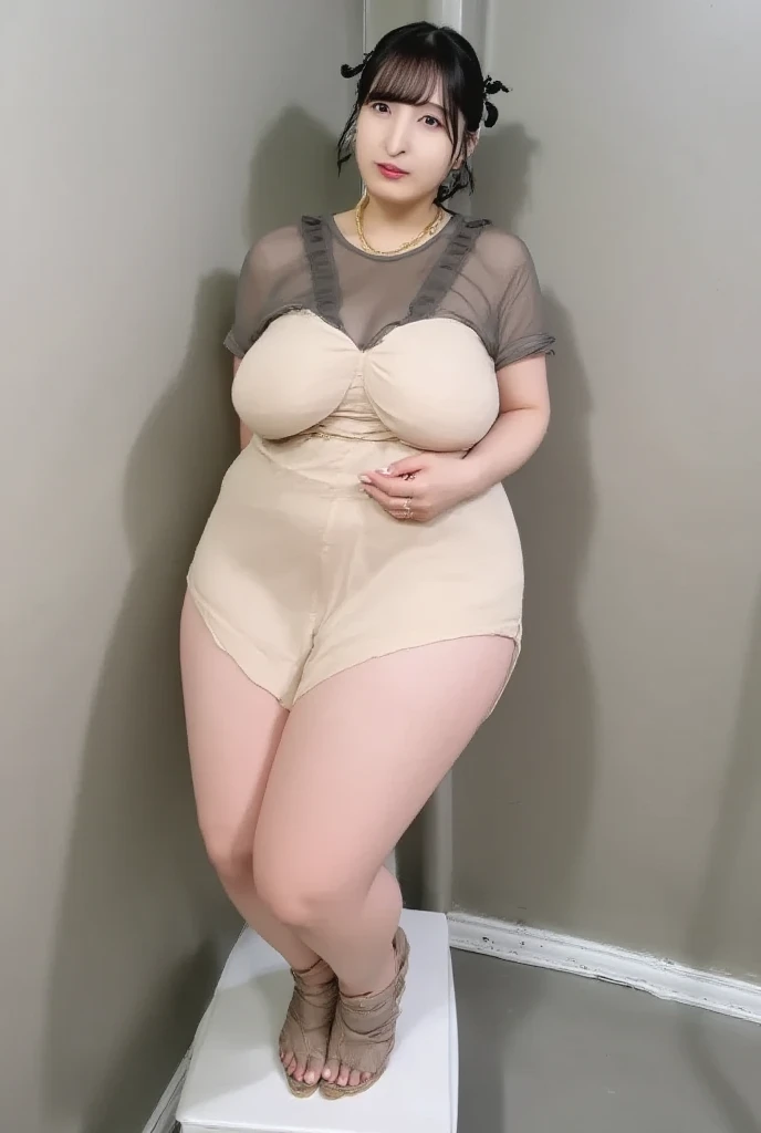 (8k, ultra-high resolution, highest quality, masterpiece:1.2), ultra-realistic, (realistic, photorealistic:1.37), (realistic skin:1.2), ultra-detailed, Canon EOS RP, 8k, Korean mature woman, sparkling smile, detailed face, (((super obese)))、 (((super curvy,))) ((super voluptuous,)) walking, ((full body shot)), nurse cap, tight mini skirt nurse uniform, stethoscope, (short hair), indoor hospital corridor,