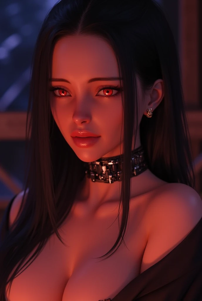 Succubus character, Realistic, Abyss scene, Very beautiful face, Red glowing eyes, Pink long hair, Sexy Body, Large Breasts, Big Ass, Detailed skin, Sensual lighting